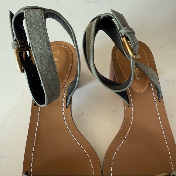New Veronica Beard Elia Stone Army Green Ankle strap block heel Sandal Size: 6 - Picture 6 of 6